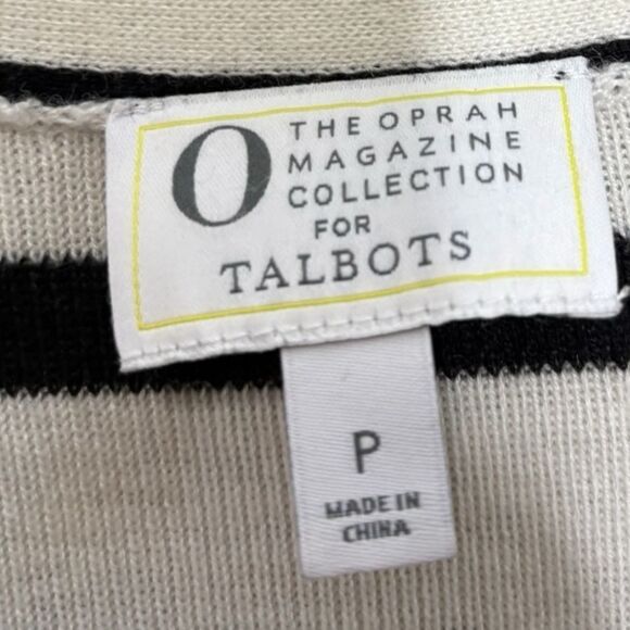 Talbots Oprah collection striped open front cardigan white black size P small - Picture 5 of 8
